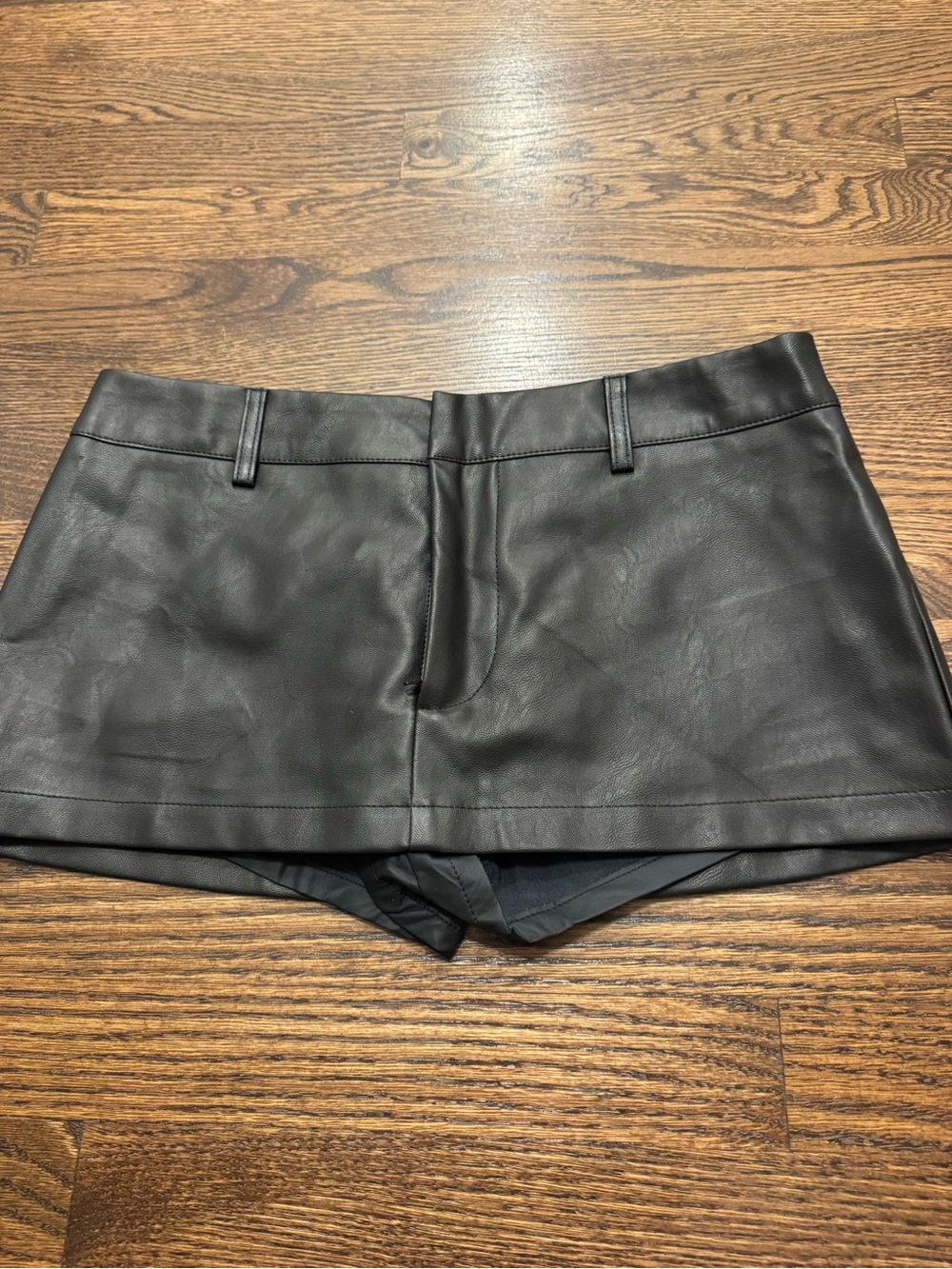 Lioness Black High-Waist Faux Leather Shorts